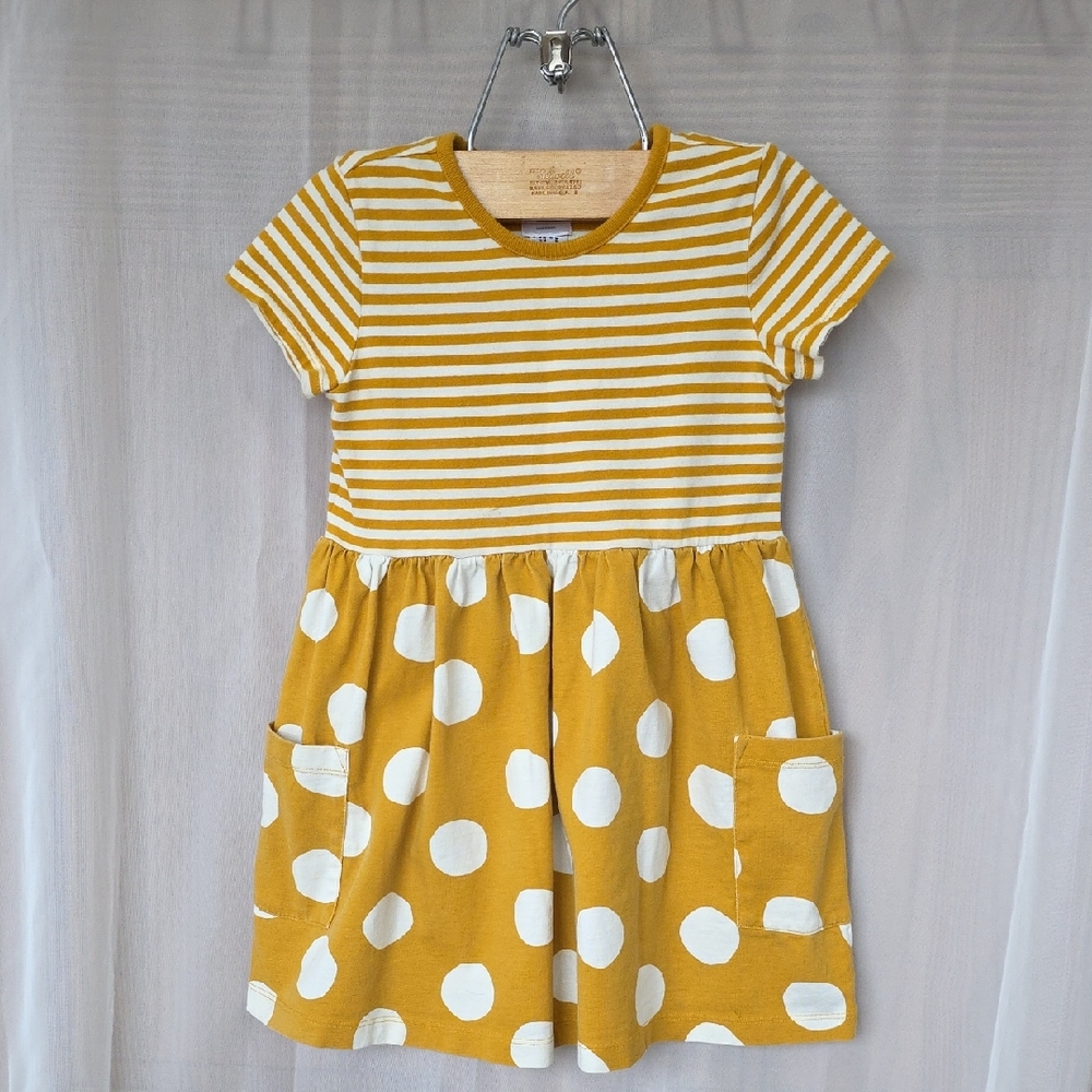 Hanna Andersson Yellow Striped and Polka Dot Dress